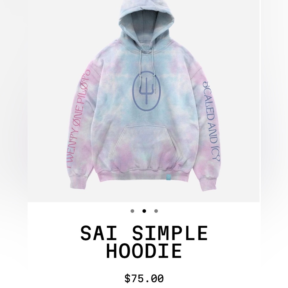 Twenty One Pilots Icy Tour pull over SAI hoodie sweatshirt pastel tie dye- NWOT